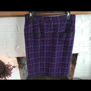 1980’s Chanel Purple Plaid Boucle Skirt